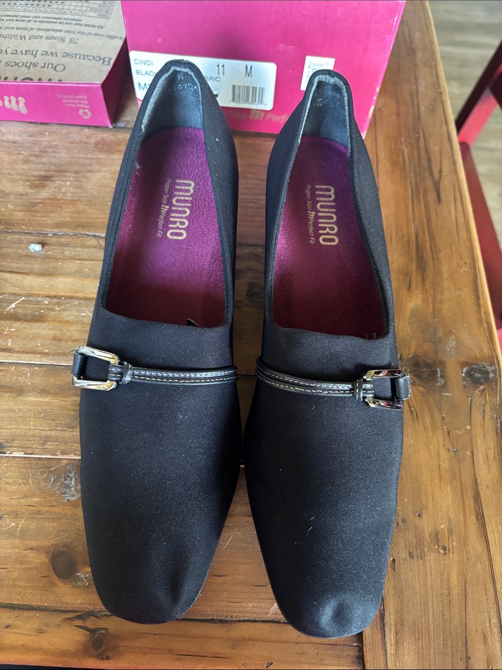 Munro CINDI Black Pump with Silver Buckle Detail 11 M
